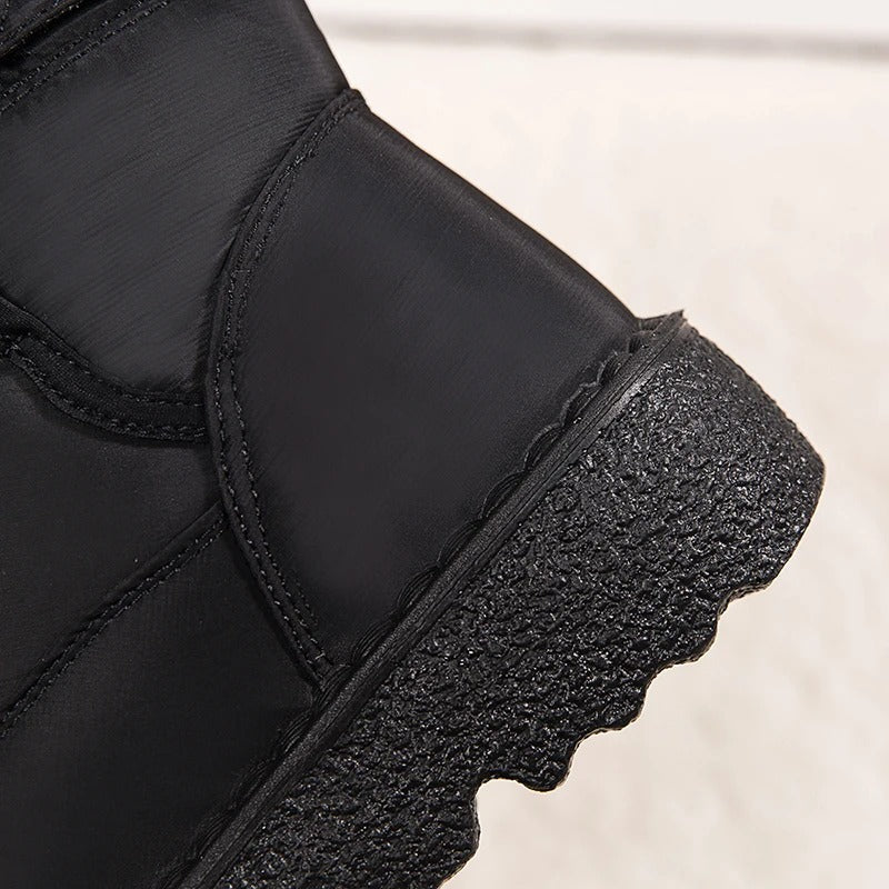 Women's Ankle Boots Lined with Hook-and-Loop Fastening - Winter Boot Non-Slip