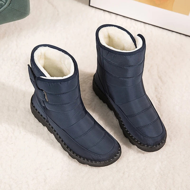 Women's Ankle Boots Lined with Hook-and-Loop Fastening - Winter Boot Non-Slip