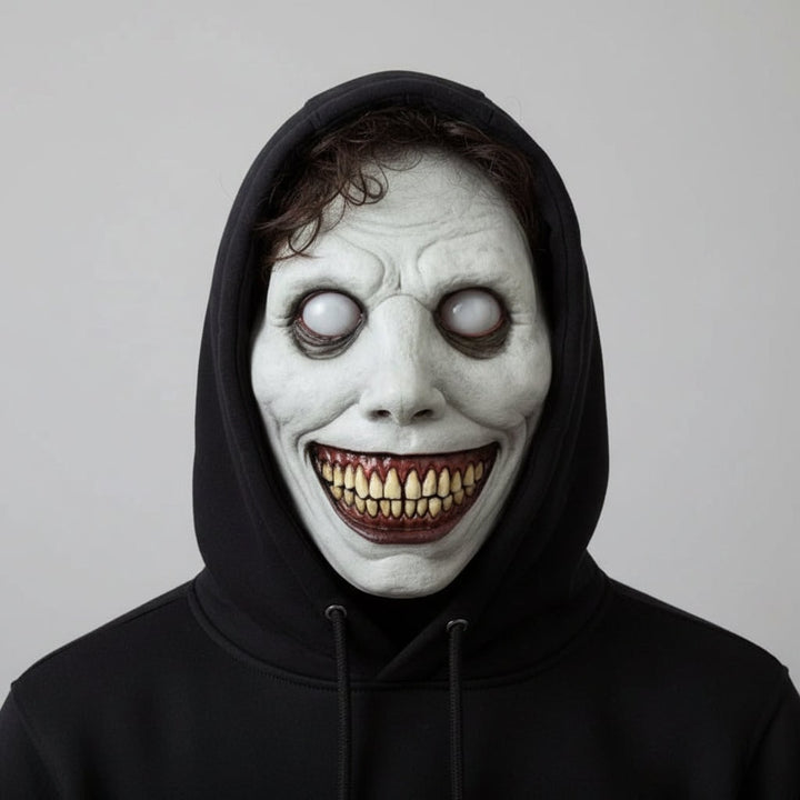 Scary Halloween Mask Creepy Latex Horror with LED and Adjustable Strap for Costume Party