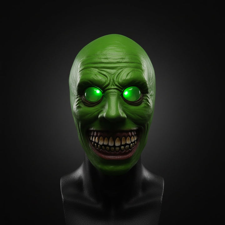 Scary Halloween Mask Creepy Latex Horror with LED and Adjustable Strap for Costume Party