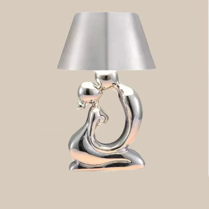 Sculpture Table Lamp Cordless Rechargeable with Modern Art Base and Ambient Lighting