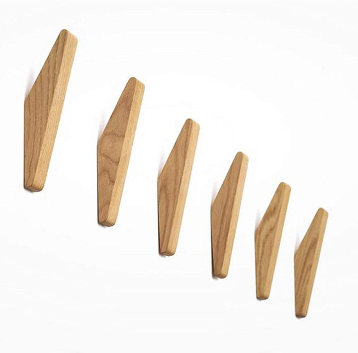 Minimalist Wooden Wall Hooks for Home – Set of 6
