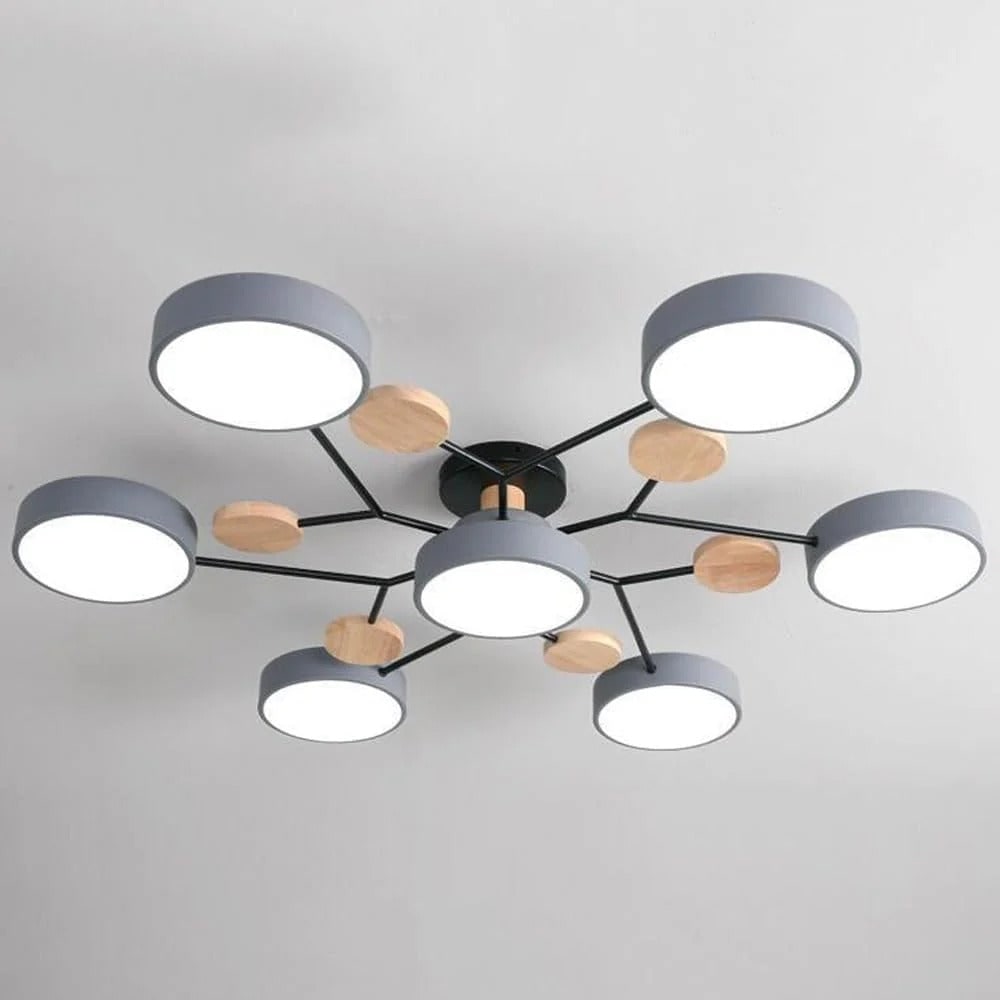 Semi Flush Ceiling Light Fixture with Modern Wood Accents for Bedroom