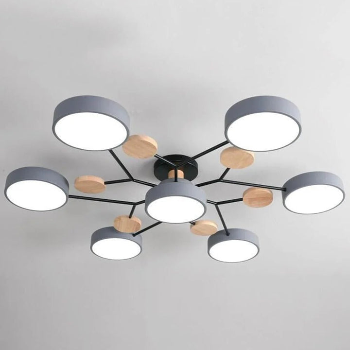 Semi Flush Ceiling Light Fixture with Modern Wood Accents for Bedroom