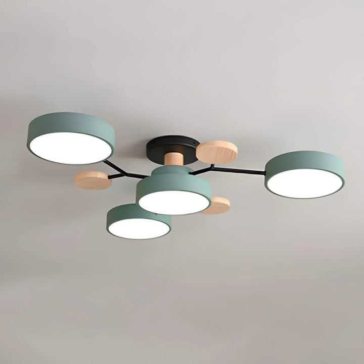 Semi Flush Ceiling Light Fixture with Modern Wood Accents for Bedroom