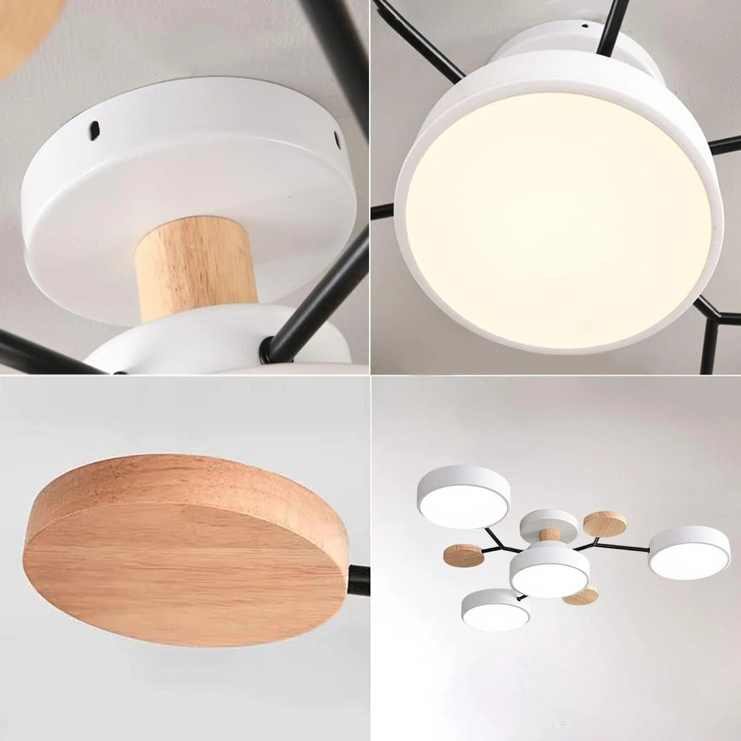 Semi Flush Ceiling Light Fixture with Modern Wood Accents for Bedroom