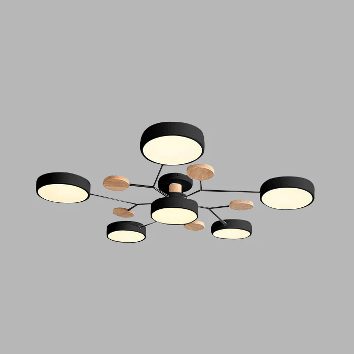 Semi Flush Ceiling Light Fixture with Modern Wood Accents for Bedroom