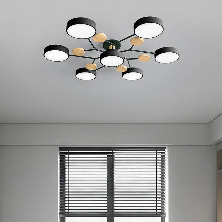 Semi Flush Ceiling Light Fixture with Modern Wood Accents for Bedroom