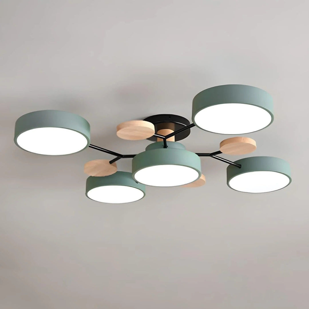 Semi Flush Ceiling Light Fixture with Modern Wood Accents for Bedroom