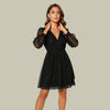Sequin V-Neck Mini Dress with Long Sheer Sleeves