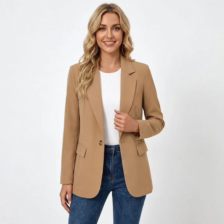 Single-Breasted Tailored Blazer with Notch Lapel