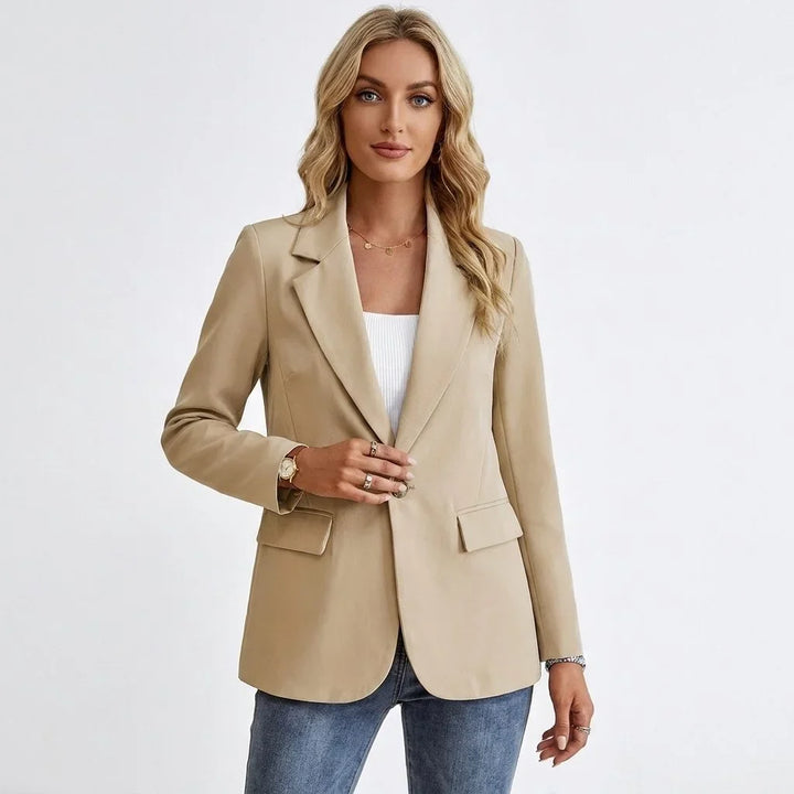 Single-Breasted Tailored Blazer with Notch Lapel