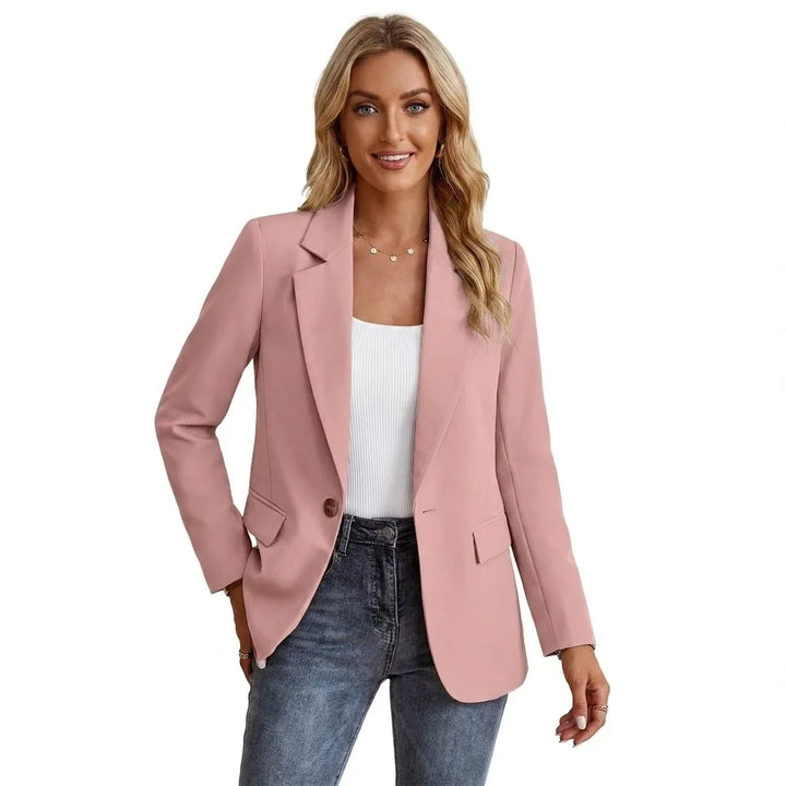 Single-Breasted Tailored Blazer with Notch Lapel