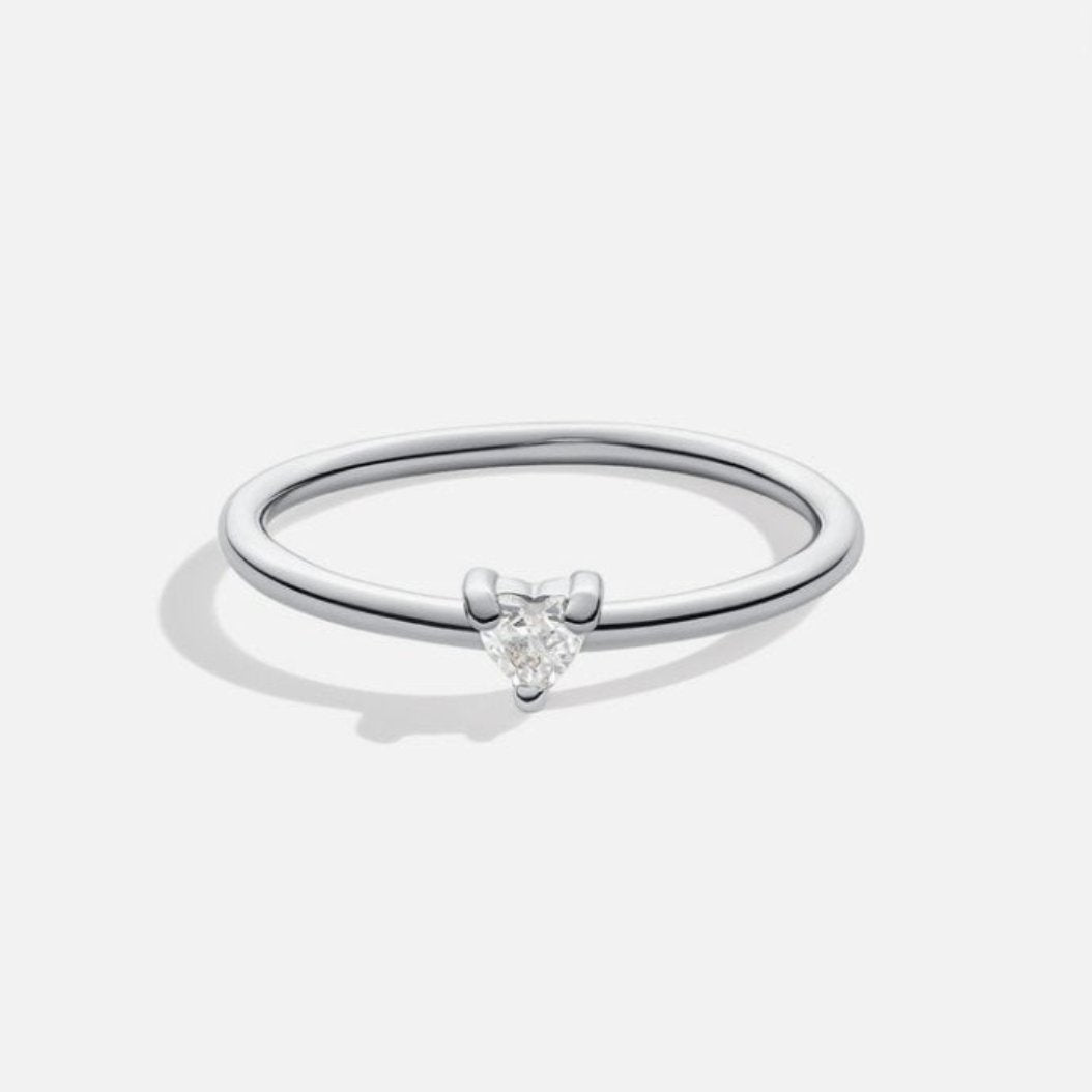 Delicate cubic zirconia ring with little heart