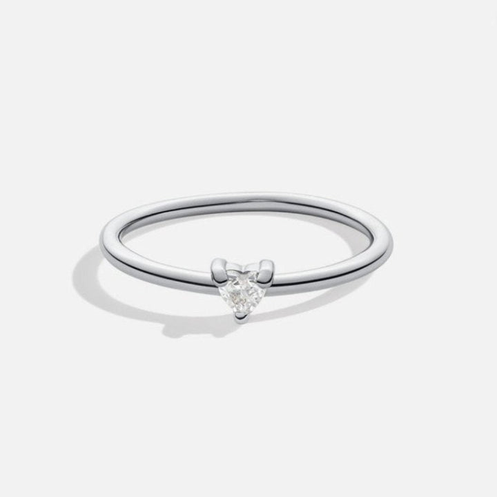 Refined cubic zirconia ring with little heart