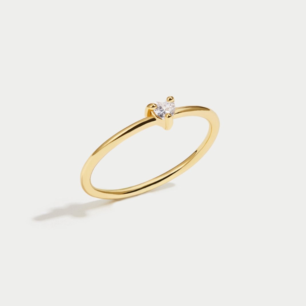 Refined cubic zirconia ring with little heart