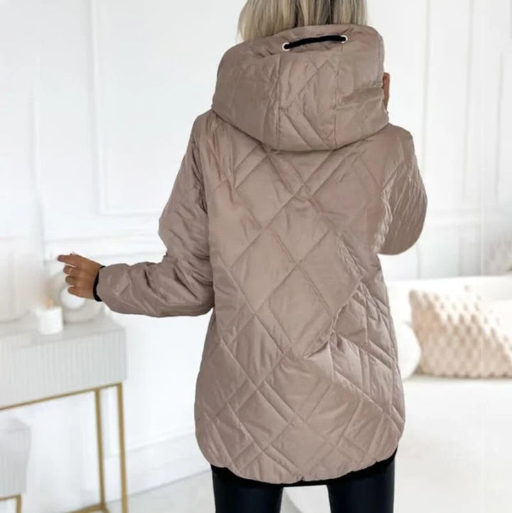 Quilted Zip-Up Hooded Puffer Jacket with Drawstring Detail