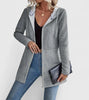 Knit Zip-Up Hooded Cardigan with Cable Panels