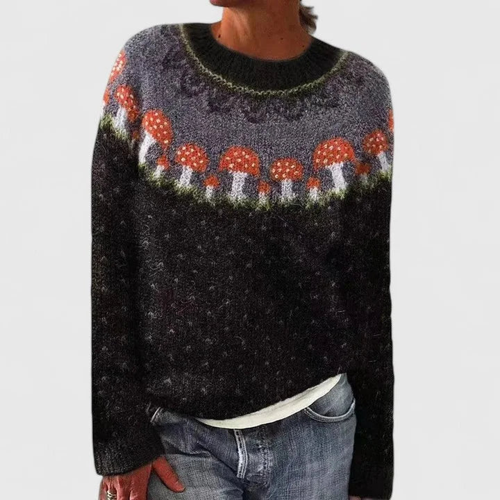Fair Isle Pattern Knit Crew Neck Jumper