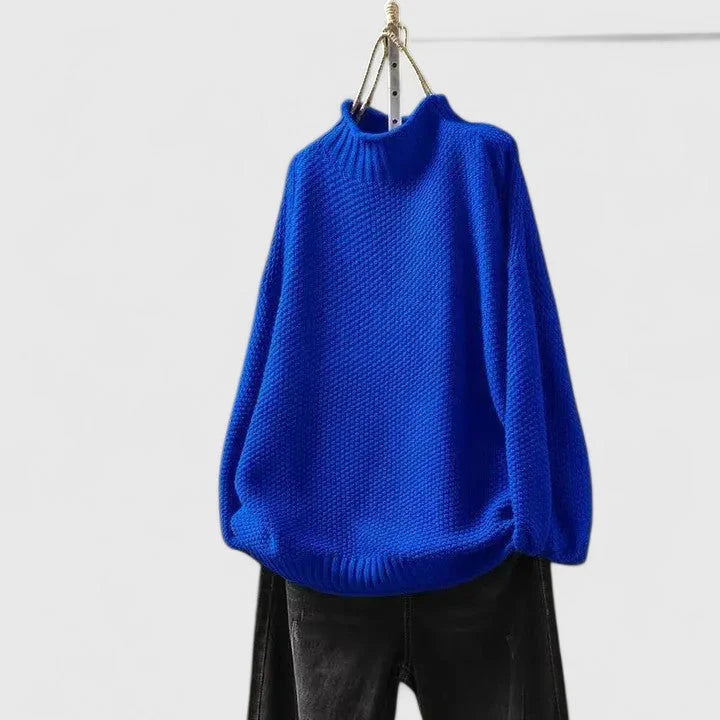 Women's Knit Roll Neck Jumper with Textured Body