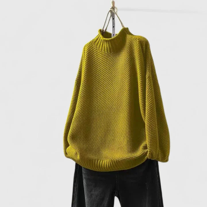 Women's Knit Roll Neck Jumper with Textured Body
