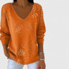 Women's Floral Ribbed V-Neck Jumper