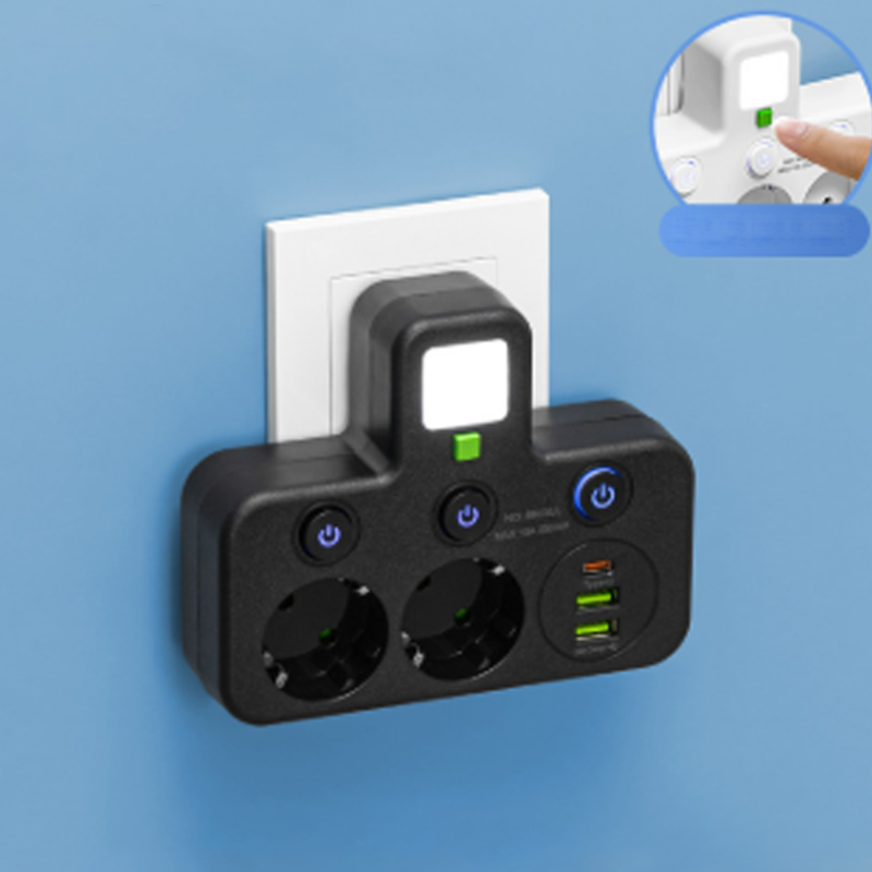 Extension Lead with USB and Switches | Multi-Socket Surge Protector 2500 W