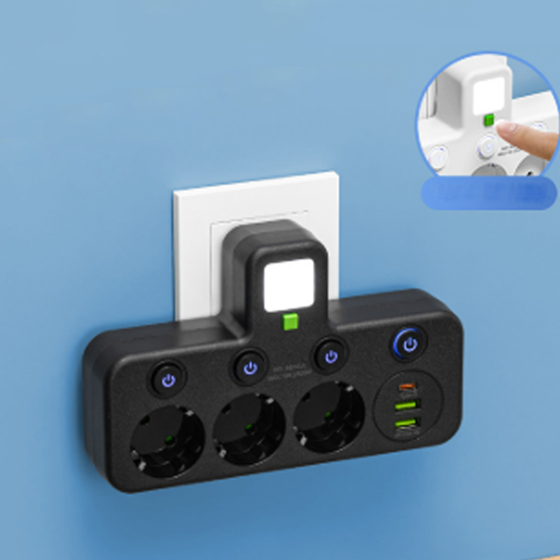 Extension Lead with USB and Switches | Multi-Socket Surge Protector 2500 W