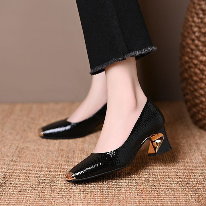 Snakeskin-Print Pumps with Square Toe