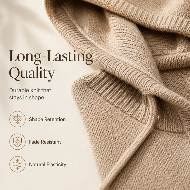 Women's Hooded Drawstring Knit Jumper – Vintage Distressed Oversized Jumper