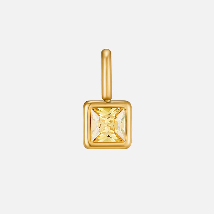 Square Pendant Birthstone Necklace