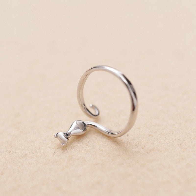 Stainless steel cute cat ring
