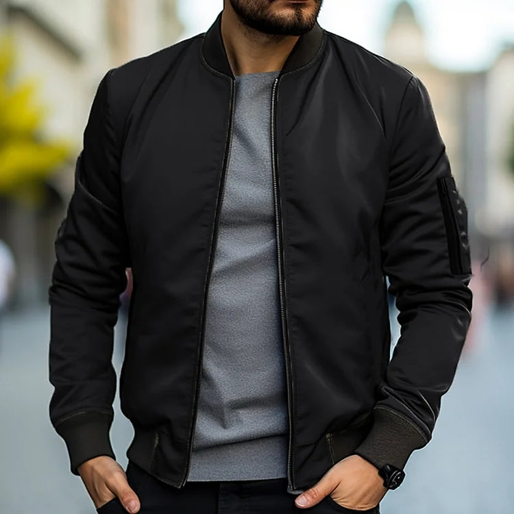 Men's Leather Bomber Jacket - Stylish and Breathable