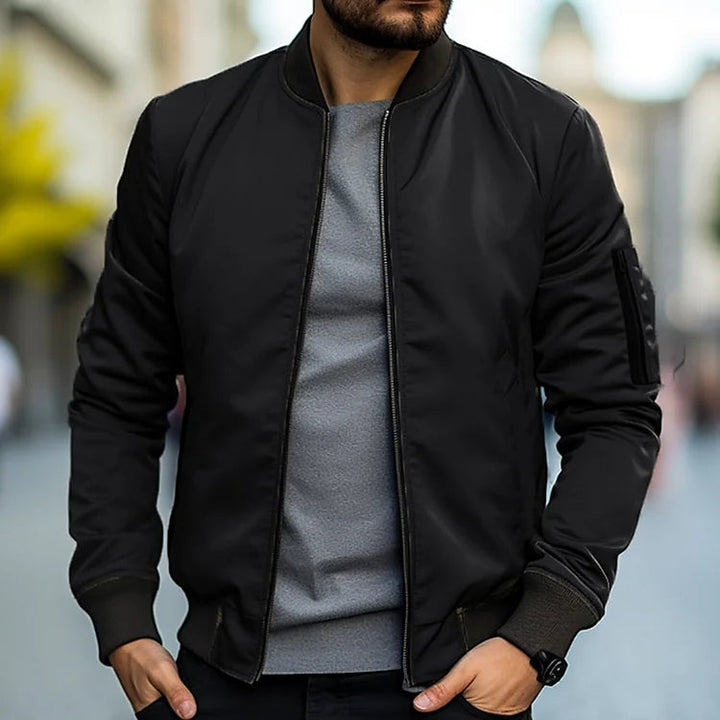 Men's Leather Bomber Jacket - Stylish and Breathable