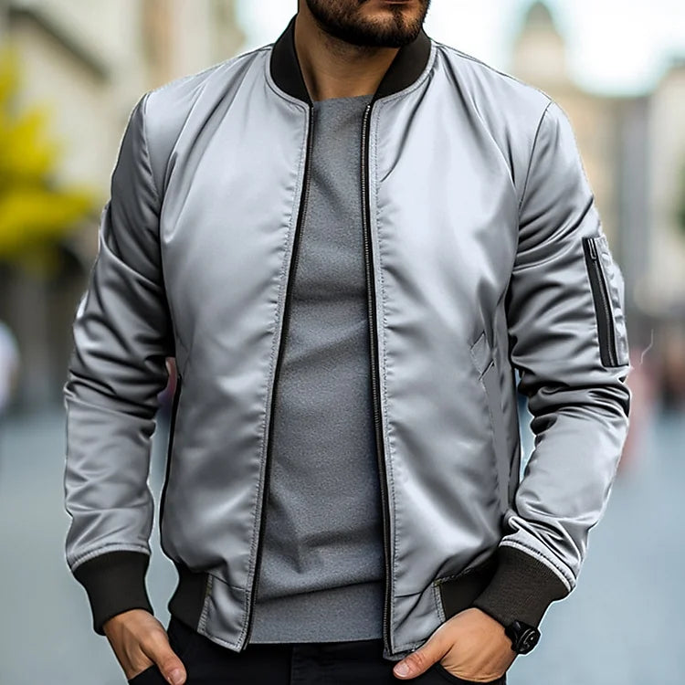 Men's Leather Bomber Jacket - Stylish and Breathable