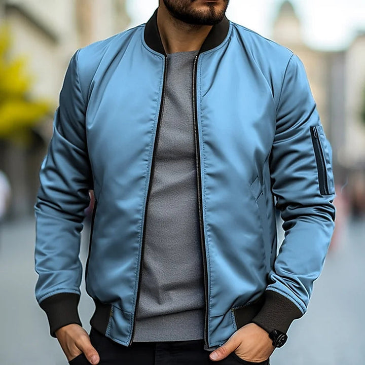 Men's Leather Bomber Jacket - Stylish and Breathable