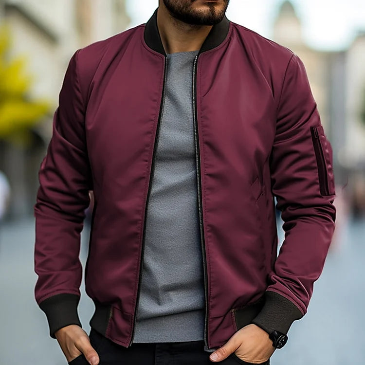 Men's Leather Bomber Jacket - Stylish and Breathable