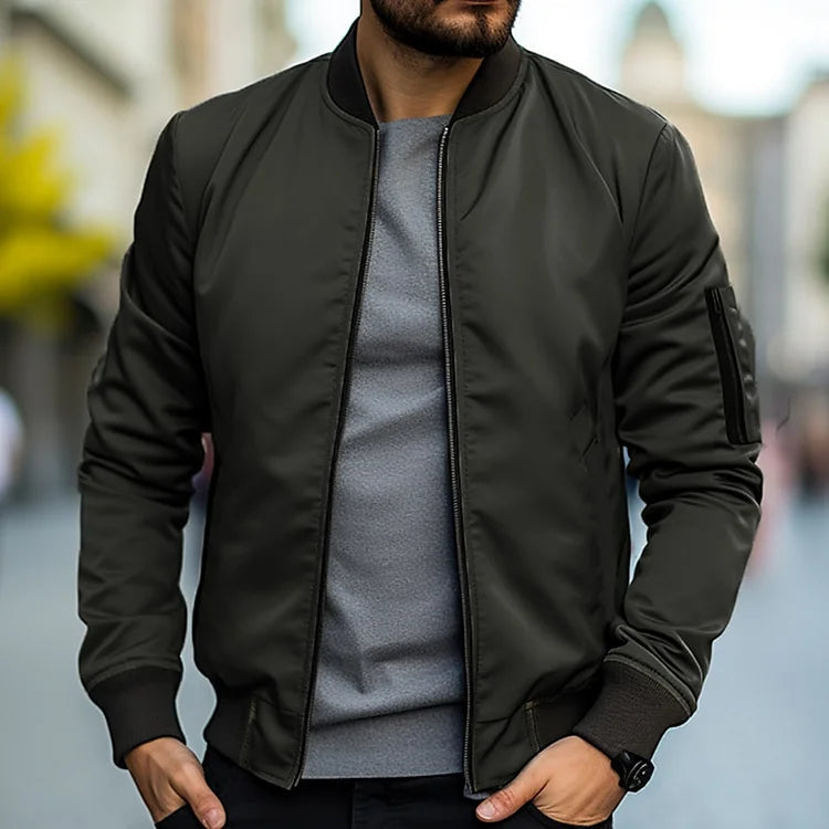 Men's Leather Bomber Jacket - Stylish and Breathable
