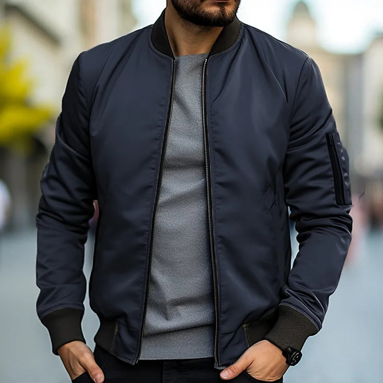 Men's Leather Bomber Jacket - Stylish and Breathable