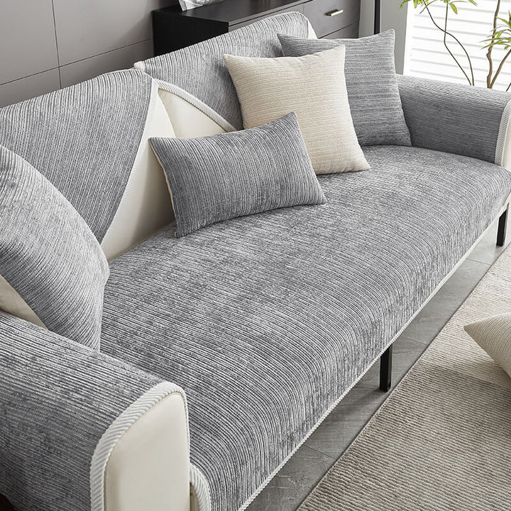 Scratch-resistant chenille sofa cover - stylish, non-slip & machine washable
