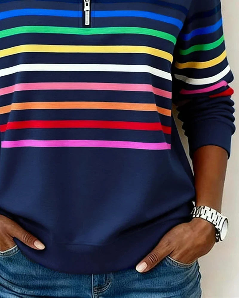 Striped Half-Zip Sweatshirt