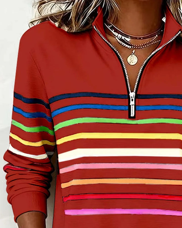 Striped Half-Zip Sweatshirt