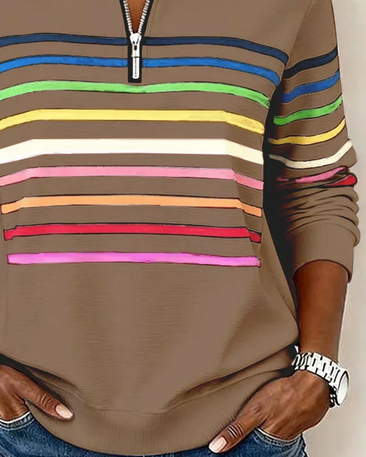 Striped Half-Zip Sweatshirt