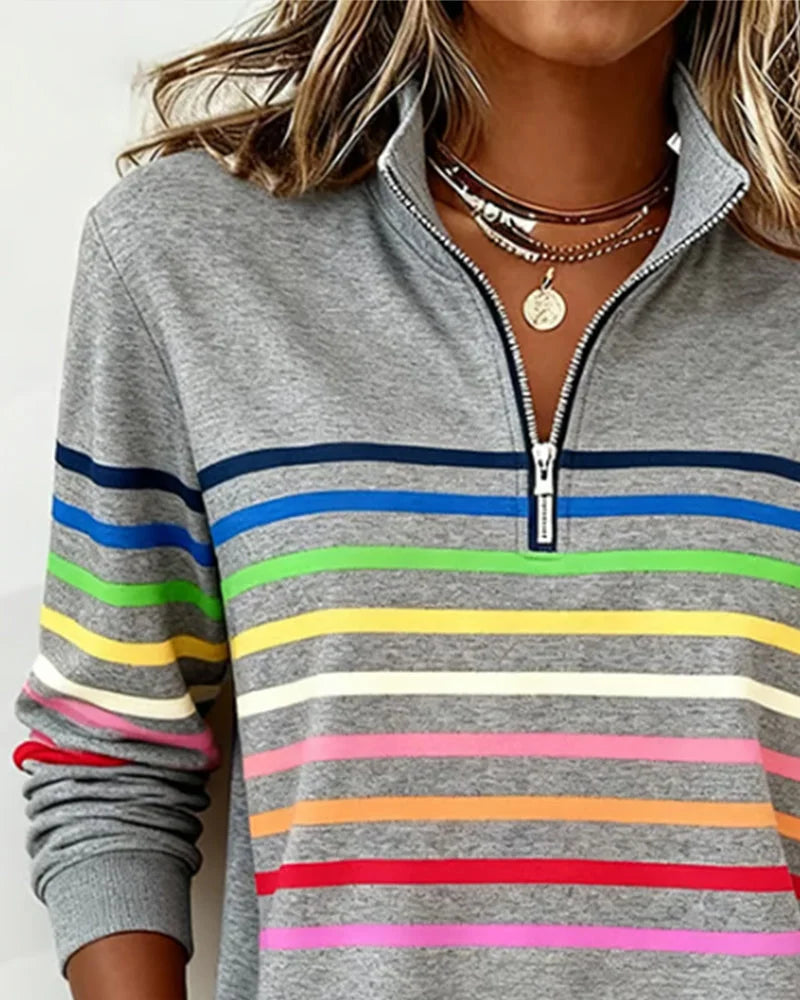 Striped Half-Zip Sweatshirt