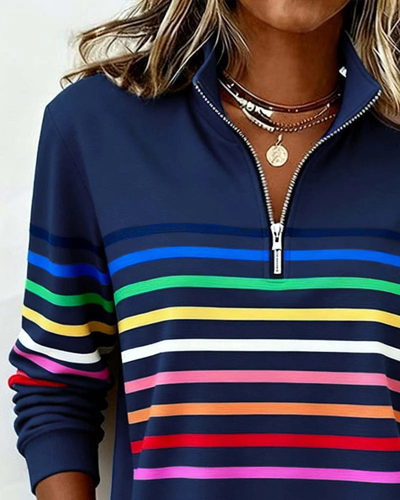 Striped Half-Zip Sweatshirt