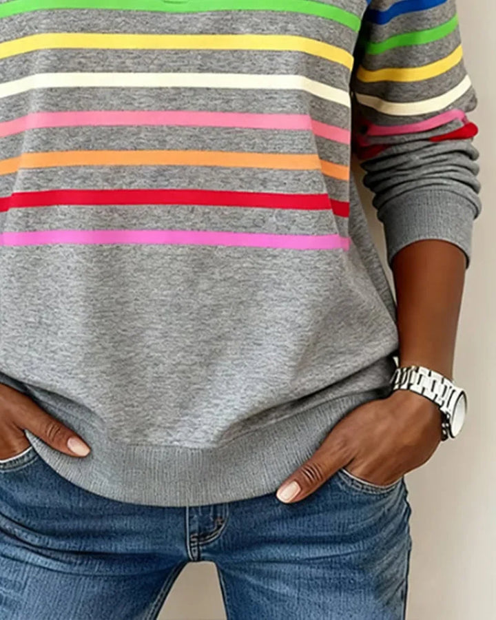 Striped Half-Zip Sweatshirt