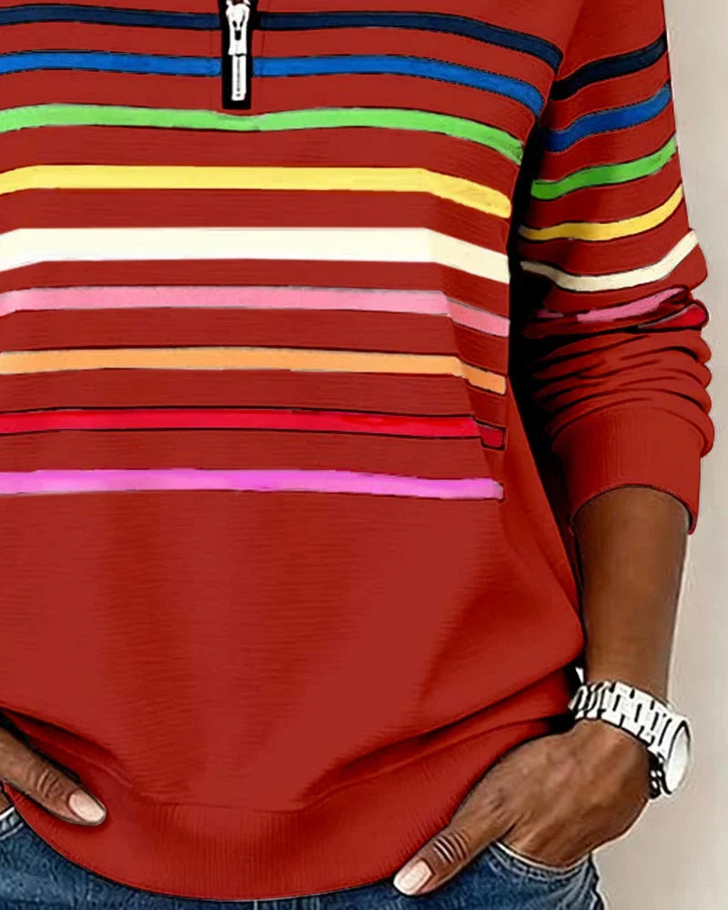 Striped Half-Zip Sweatshirt