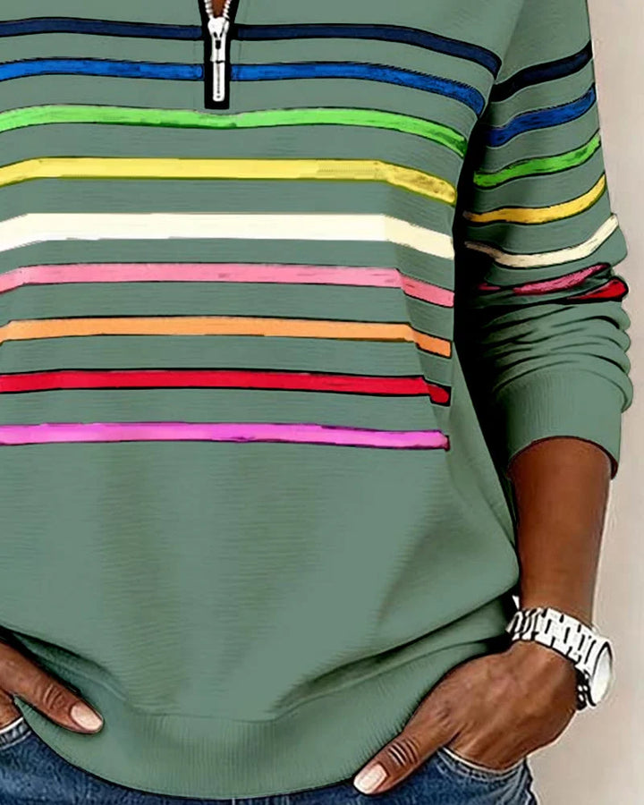 Striped Half-Zip Sweatshirt