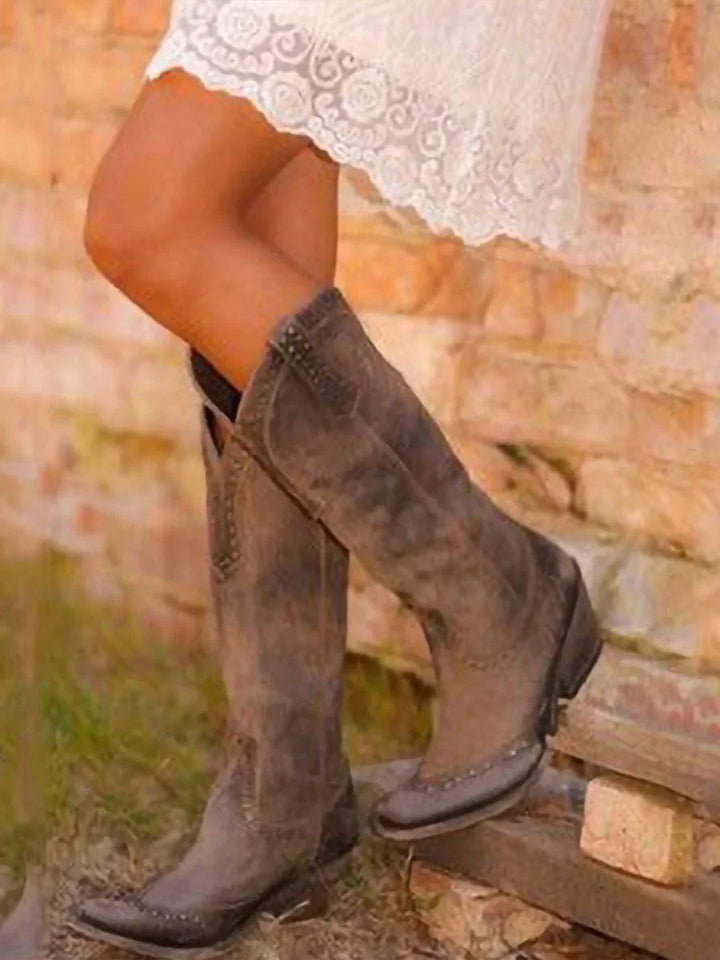 Studded Knee-High Cowboy Boots