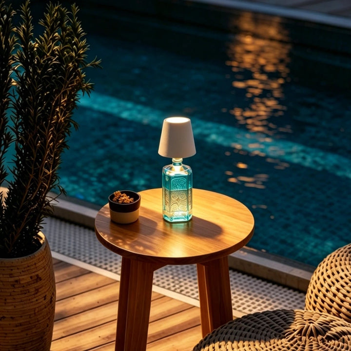 Table Lamp Cordless Bottle Rechargeable LED Metal Portable Design